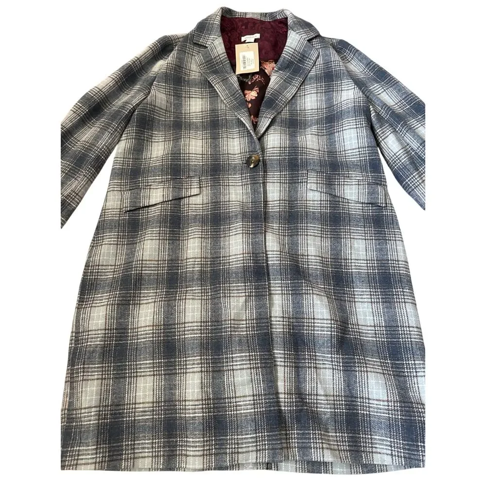 Sundance Annie Fall Plaid Long‎ Coat Multicolor Size Large Petite